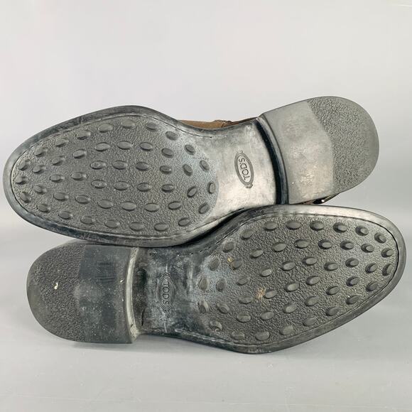 TOD'S Size 8 Brown Suede Side Zipper Ankle Boots - Picture 6 of 8